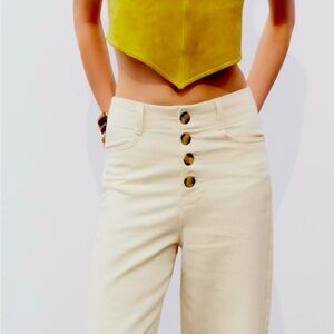 ZARA Button Front Linen Blend Jeans
